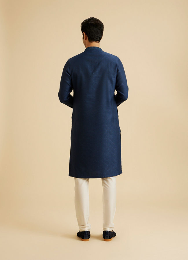 Manyavar Men Elegant Teal Blue Kurta Pajama