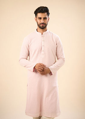 Manyavar Men Dusty Pink Elegance Kurta Pajama