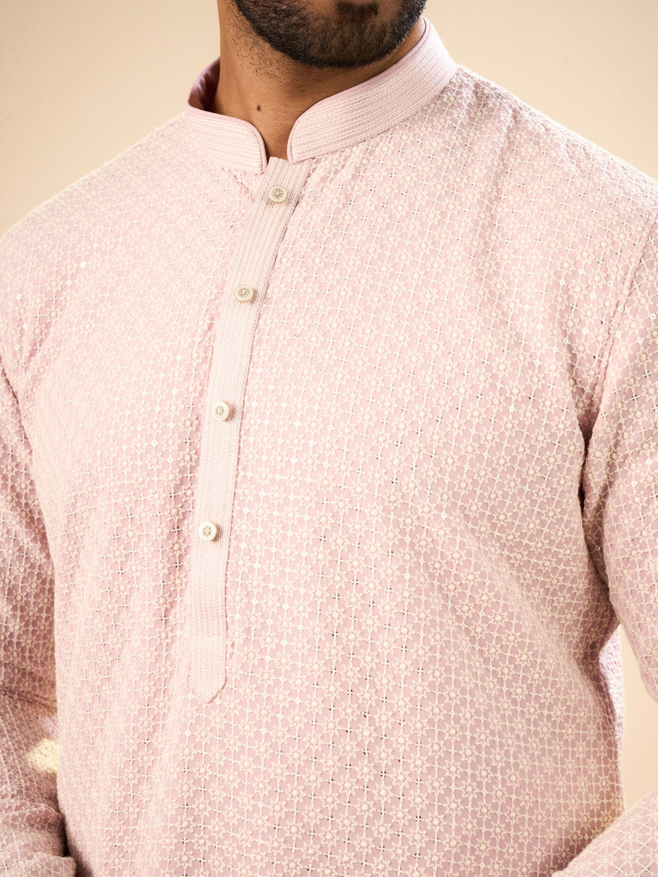 Manyavar Men Dusty Pink Elegance Kurta Pajama