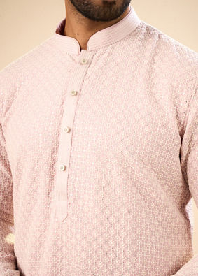 Manyavar Men Dusty Pink Elegance Kurta Pajama