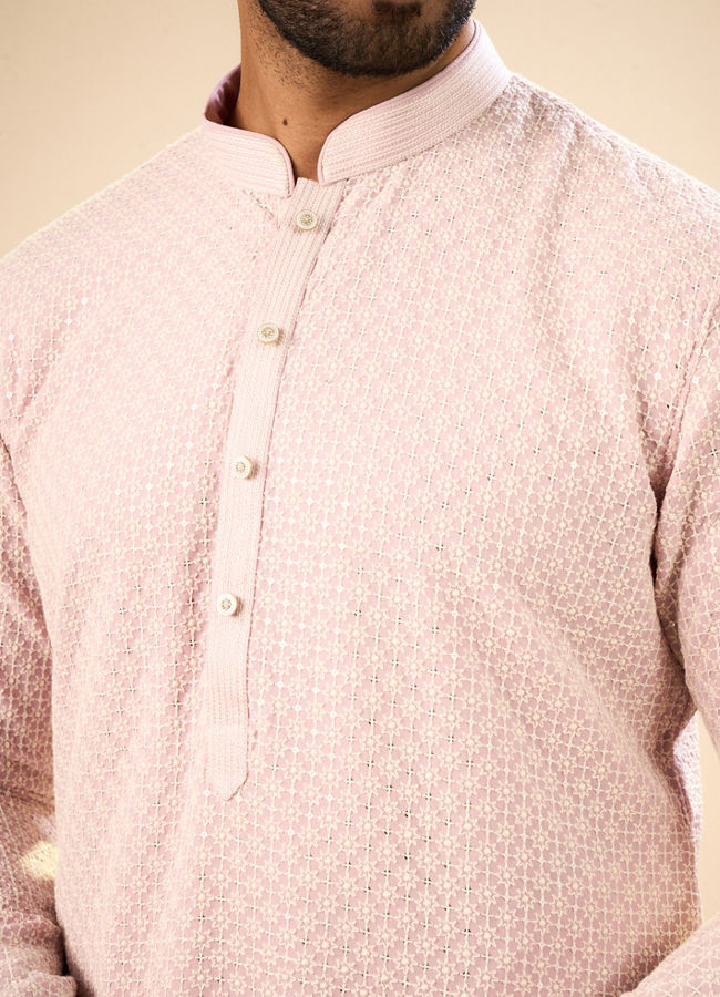 Manyavar Men Dusty Pink Elegance Kurta Pajama