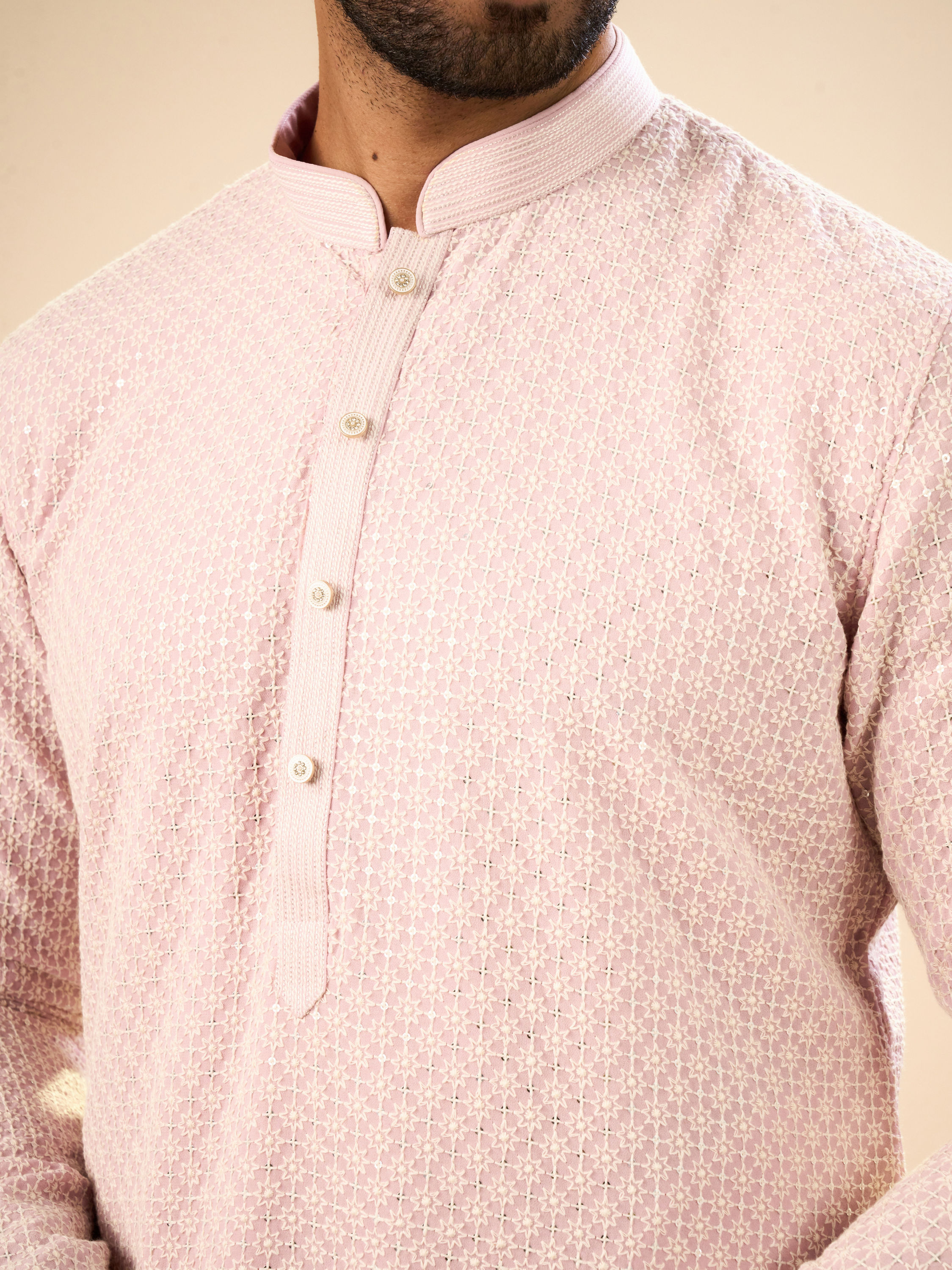 Manyavar Men Dusty Pink Elegance Kurta Pajama