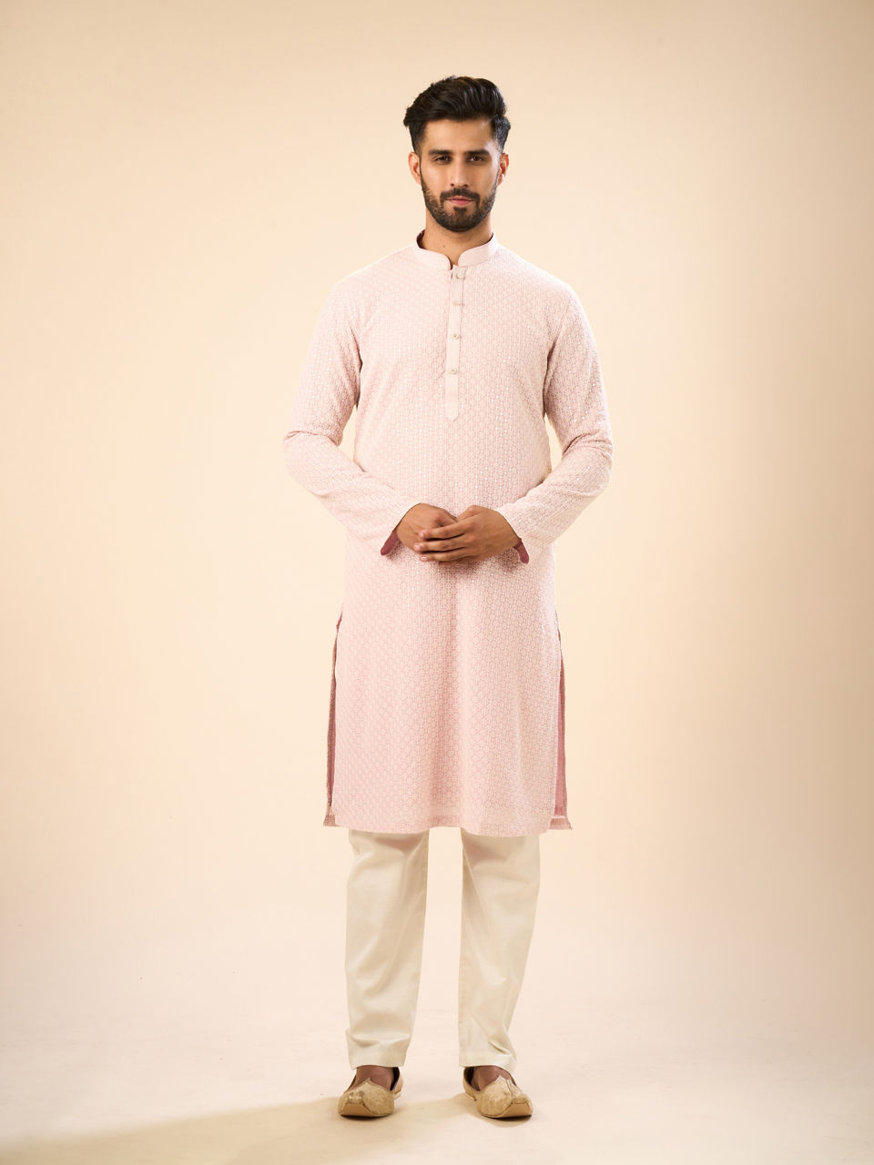 Manyavar Men Dusty Pink Elegance Kurta Pajama