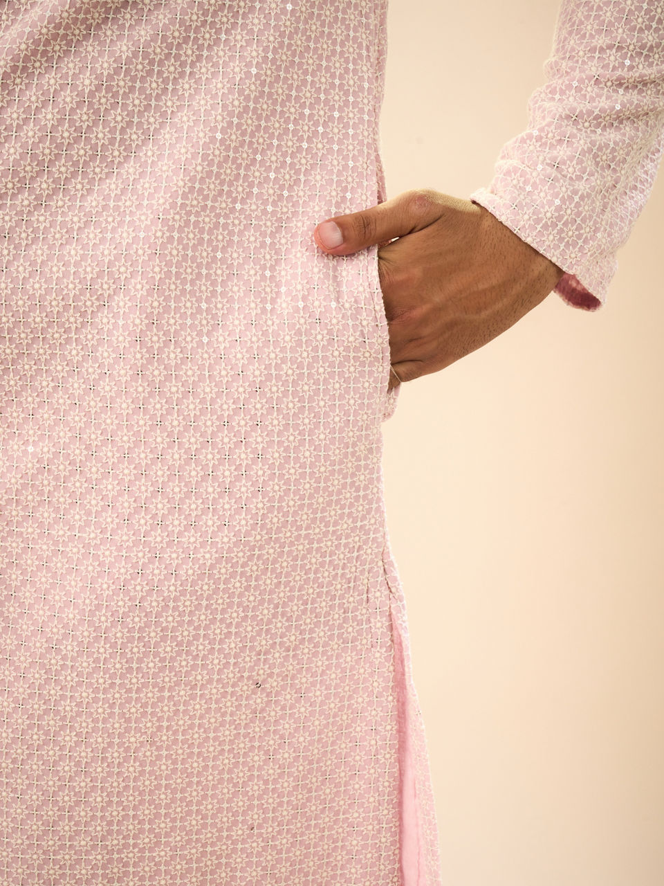 Manyavar Men Dusty Pink Elegance Kurta Pajama