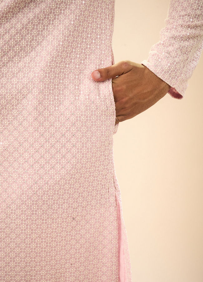 Manyavar Men Dusty Pink Elegance Kurta Pajama