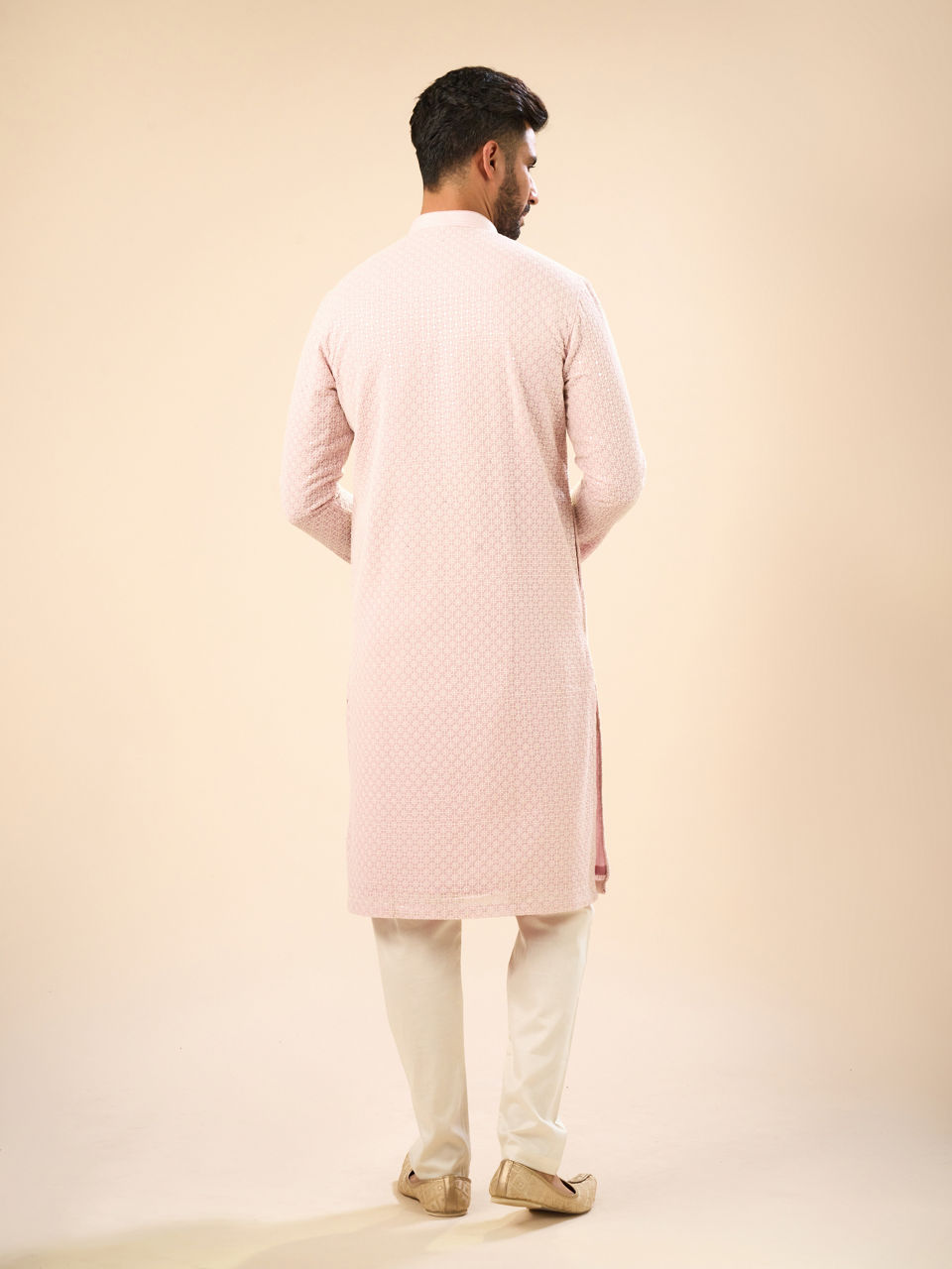 Manyavar Men Dusty Pink Elegance Kurta Pajama