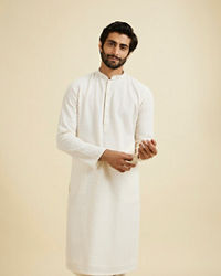 Manyavar Men Elegant Cream Georgette Kurta Pajama