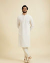 Manyavar Men Elegant Cream Georgette Kurta Pajama