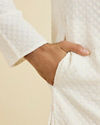 Manyavar Men Elegant Cream Georgette Kurta Pajama