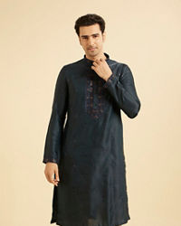 Manyavar Men Teal Blue Tantalizing Kurta Pajama