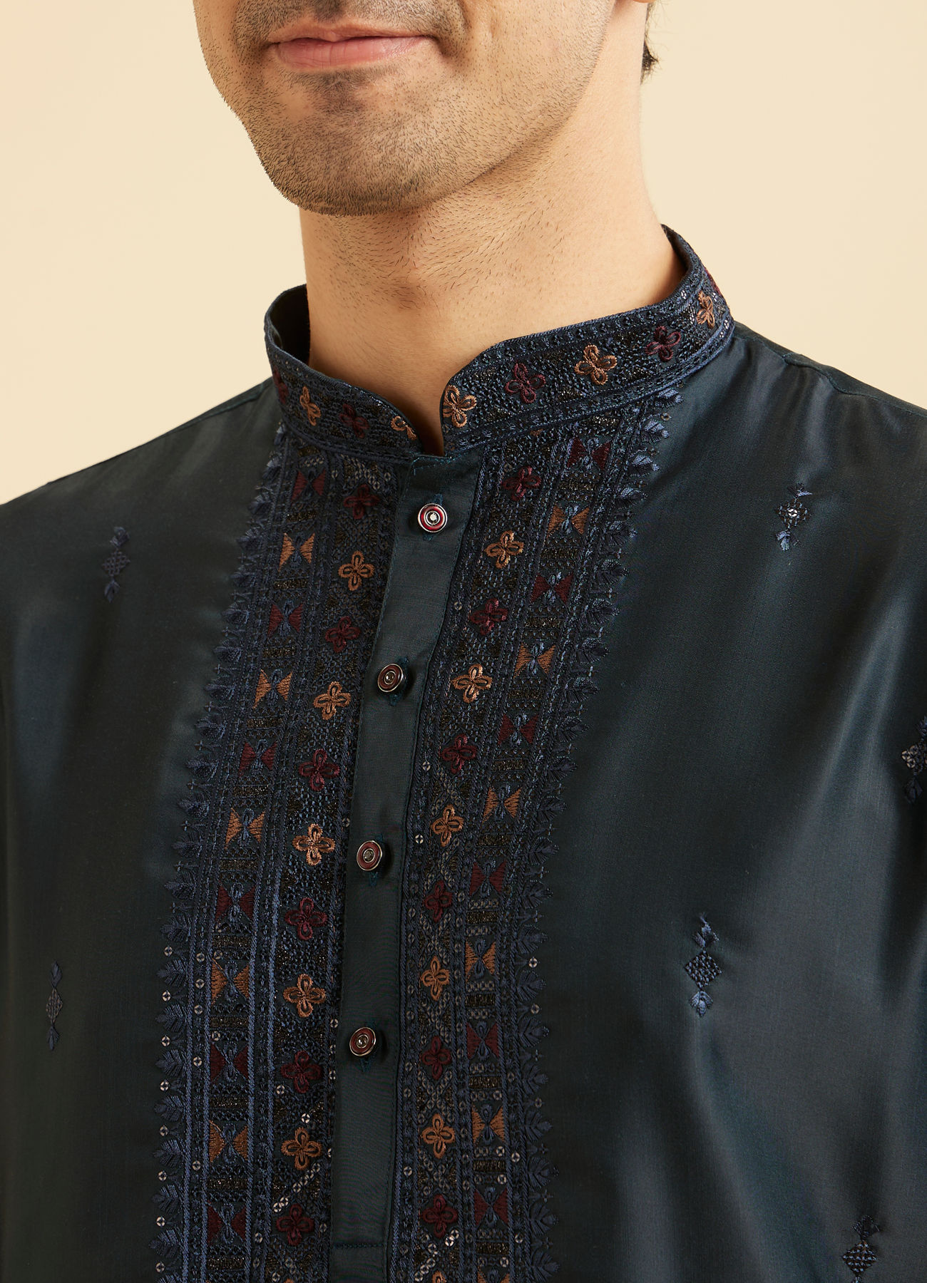 Manyavar Men Teal Blue Tantalizing Kurta Pajama