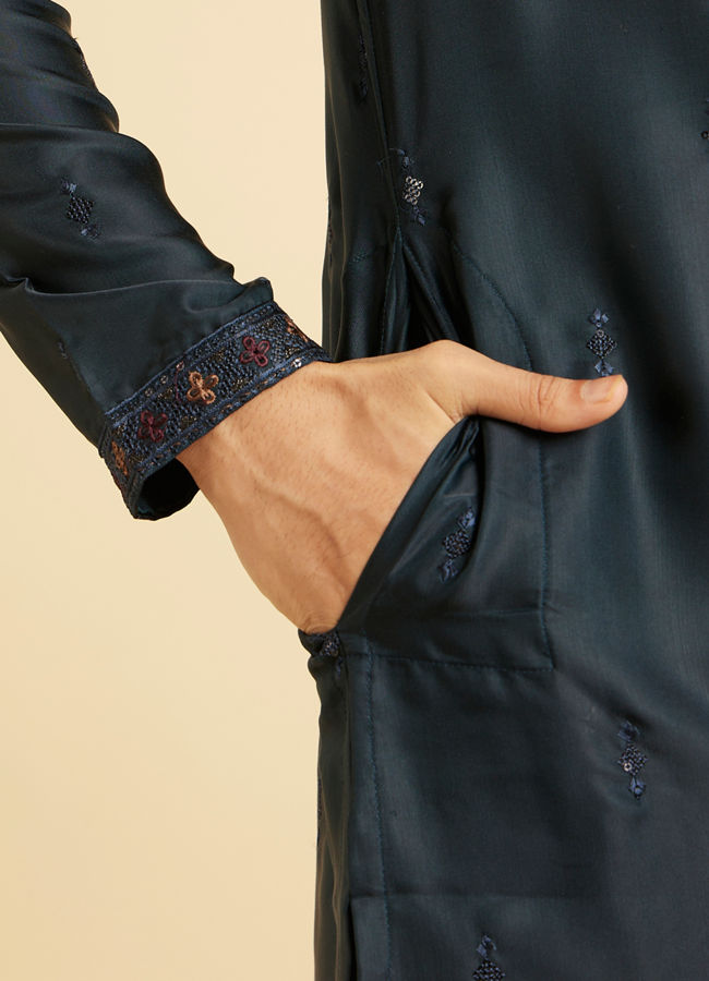 Manyavar Men Teal Blue Tantalizing Kurta Pajama