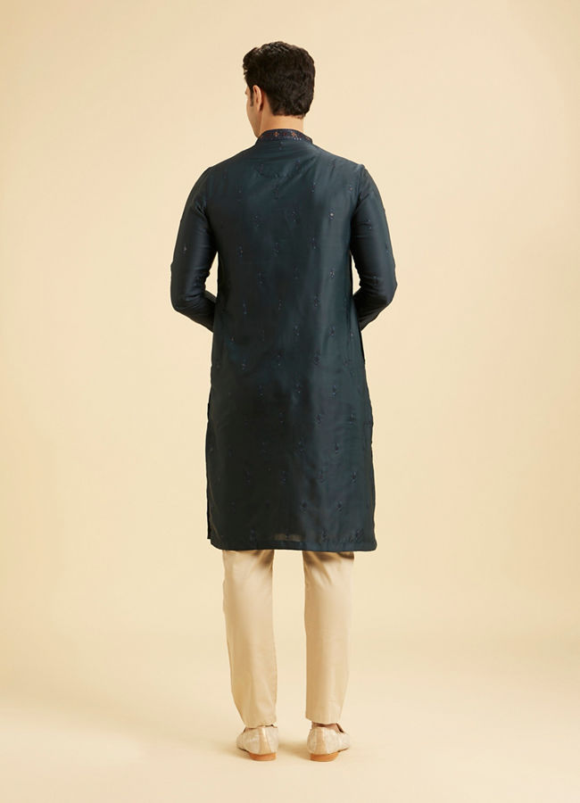 Manyavar Men Teal Blue Tantalizing Kurta Pajama