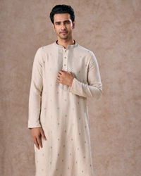 Manyavar Men Light Grey Elegant Kurta Pajama