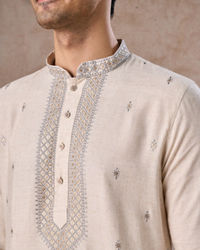 Manyavar Men Light Grey Elegant Kurta Pajama