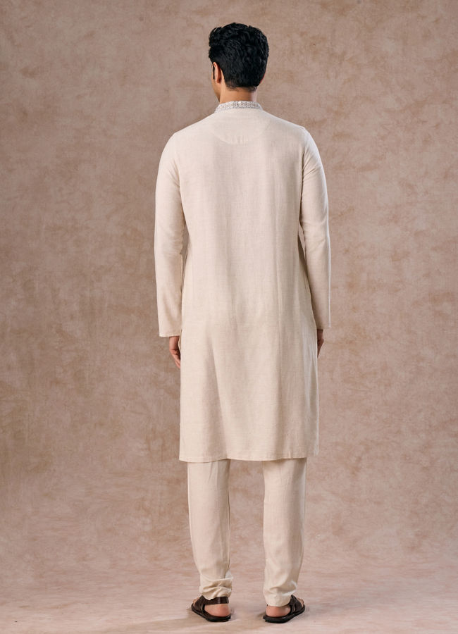 Manyavar Men Light Grey Elegant Kurta Pajama