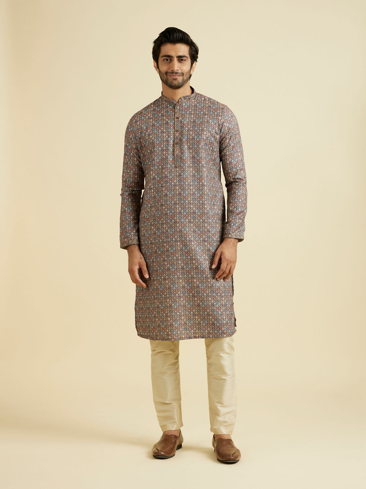 Manyavar Men Elegant Dark Blue Kurta Pajama