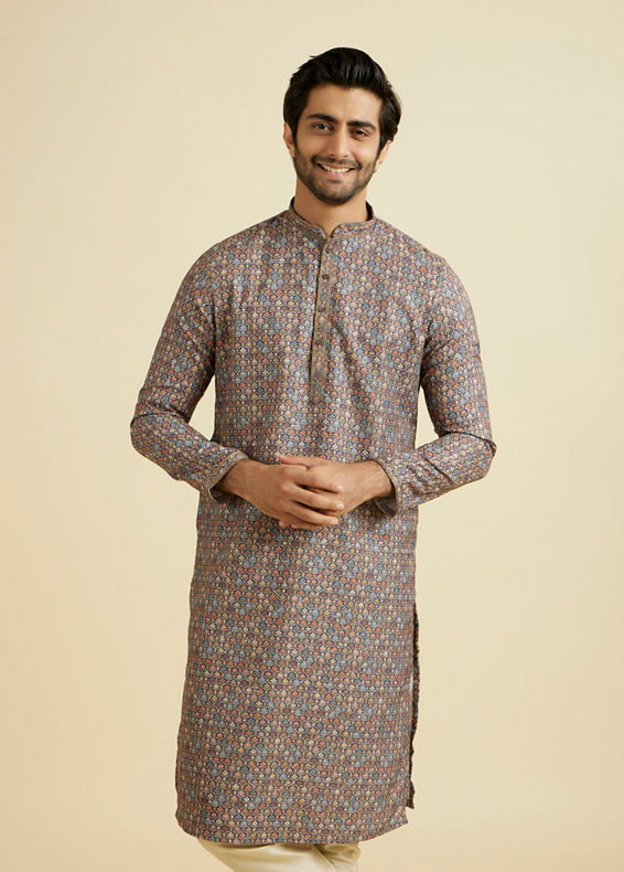 Manyavar Men Elegant Dark Blue Kurta Pajama