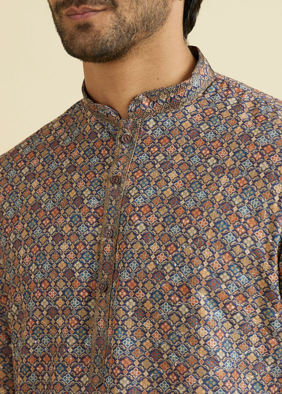 Manyavar Men Elegant Dark Blue Kurta Pajama