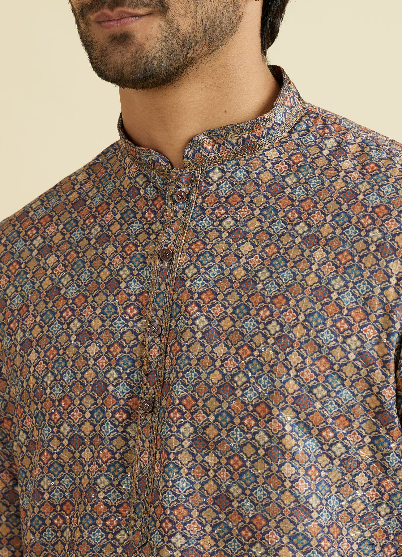 Manyavar Men Elegant Dark Blue Kurta Pajama