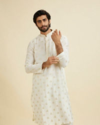 Manyavar Men Warm White Elegance Kurta Pajama