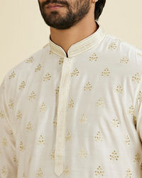 Manyavar Men Warm White Elegance Kurta Pajama