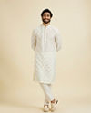 Manyavar Men Warm White Elegance Kurta Pajama