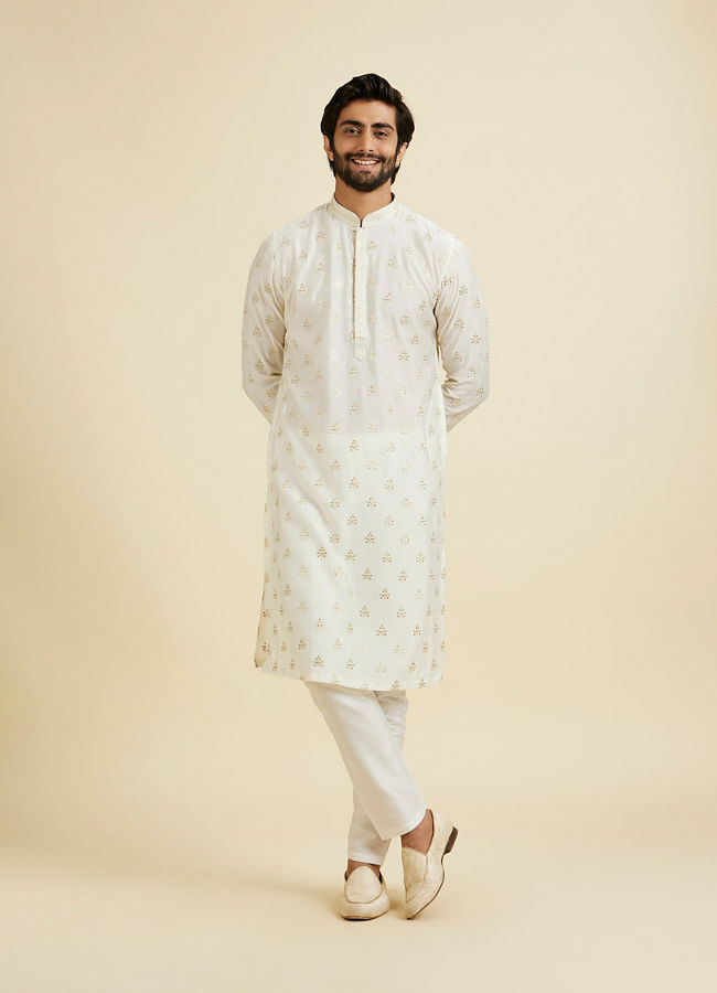 Manyavar Men Warm White Elegance Kurta Pajama