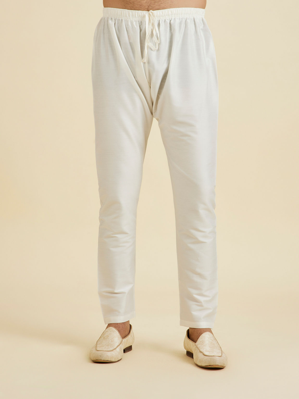 Manyavar Men Warm White Elegance Kurta Pajama