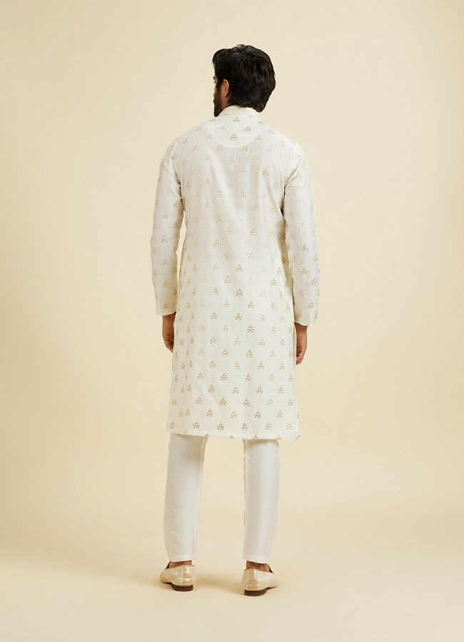 Manyavar Men Warm White Elegance Kurta Pajama