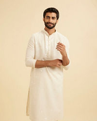 Manyavar Men Cream Kurta Pajama Set