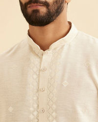 Manyavar Men Cream Kurta Pajama Set