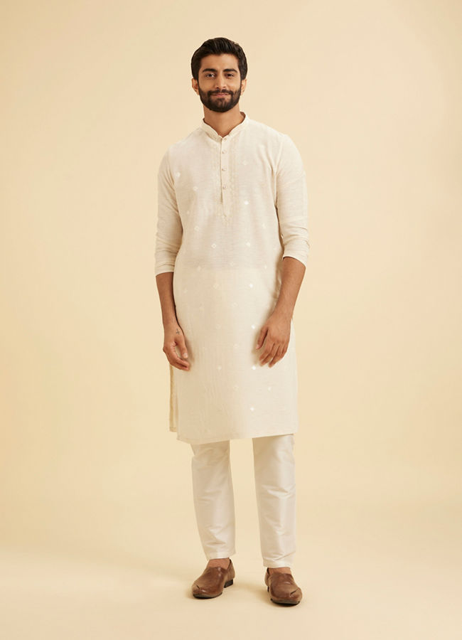 Manyavar Men Cream Kurta Pajama Set