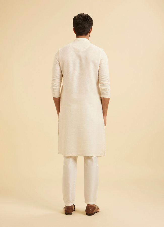 Manyavar Men Cream Kurta Pajama Set