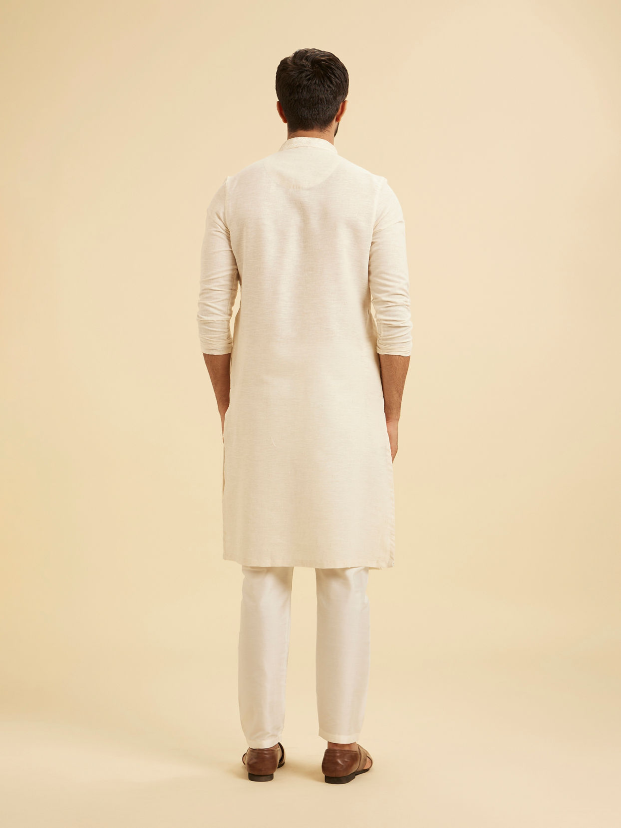 Manyavar Men Cream Kurta Pajama Set