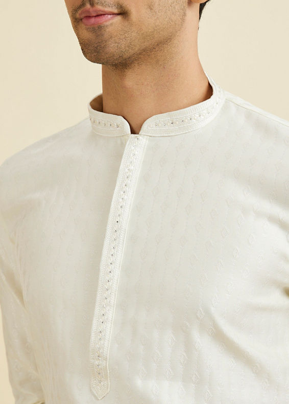 Manyavar Men Warm White Kurta Pajama