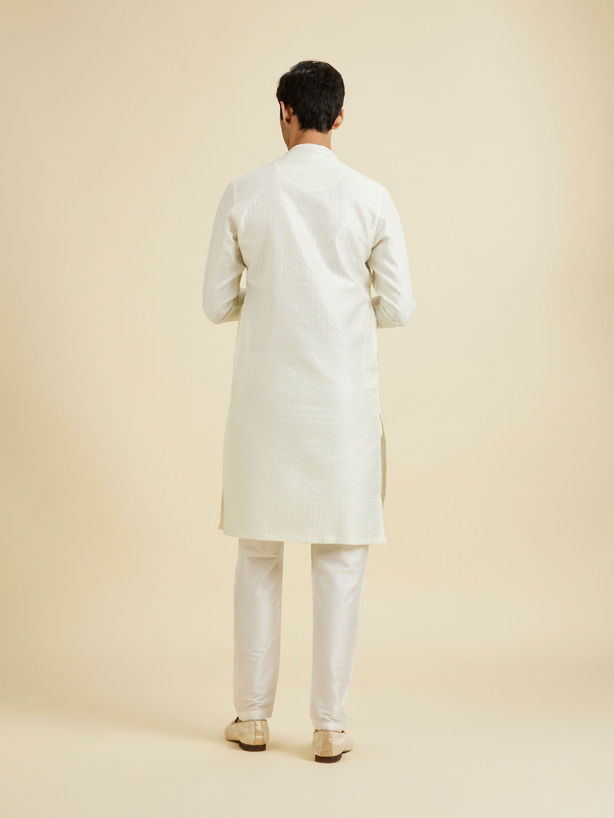Manyavar Men Warm White Kurta Pajama