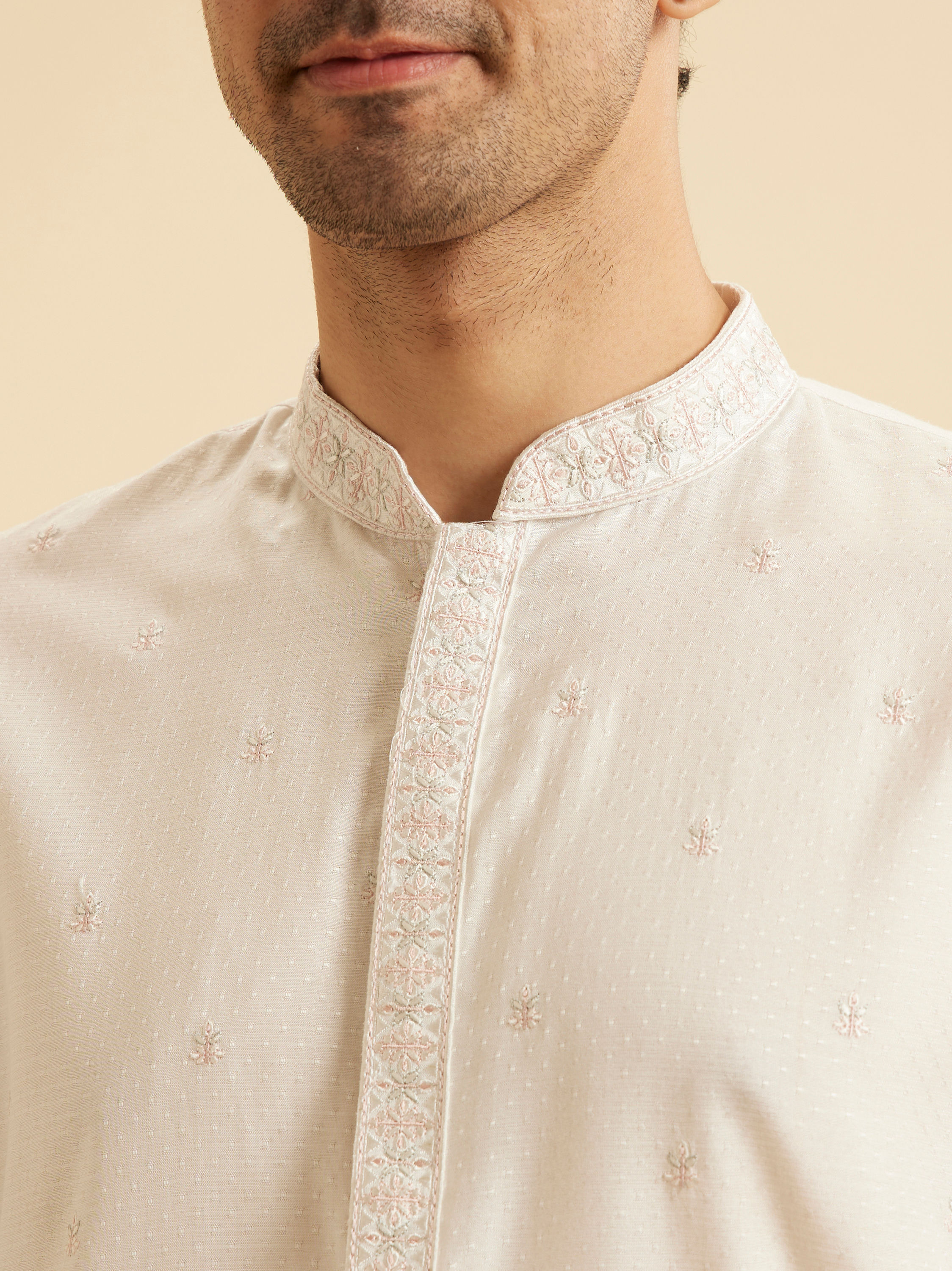 Manyavar Men Elegant White Kurta Pajama