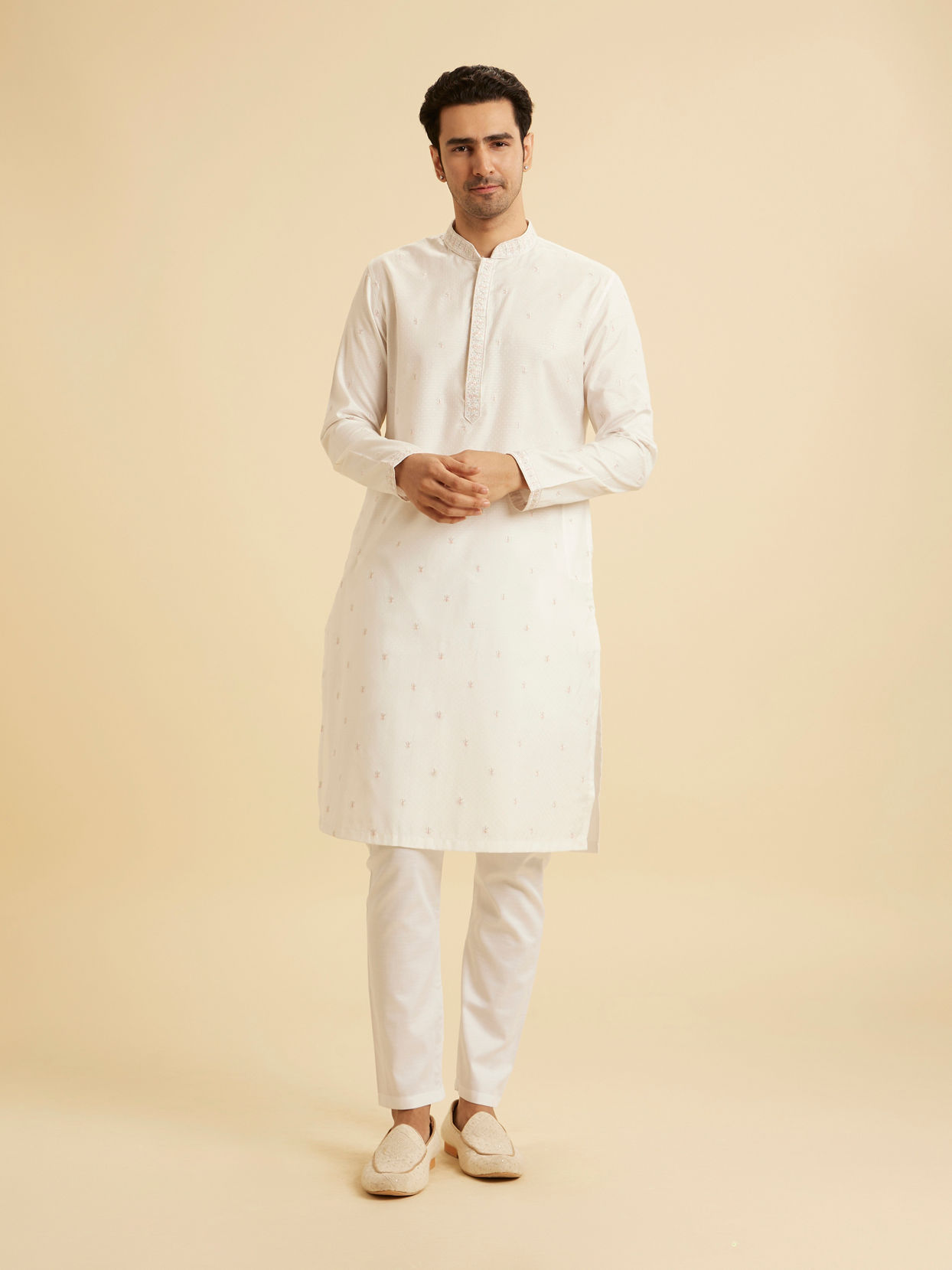 Manyavar Men Elegant White Kurta Pajama