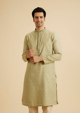 Manyavar Men Elegant Green Symphony Kurta Pajama