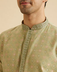 Manyavar Men Elegant Green Symphony Kurta Pajama
