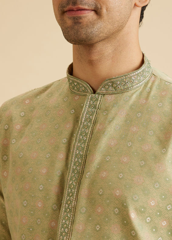 Manyavar Men Elegant Green Symphony Kurta Pajama