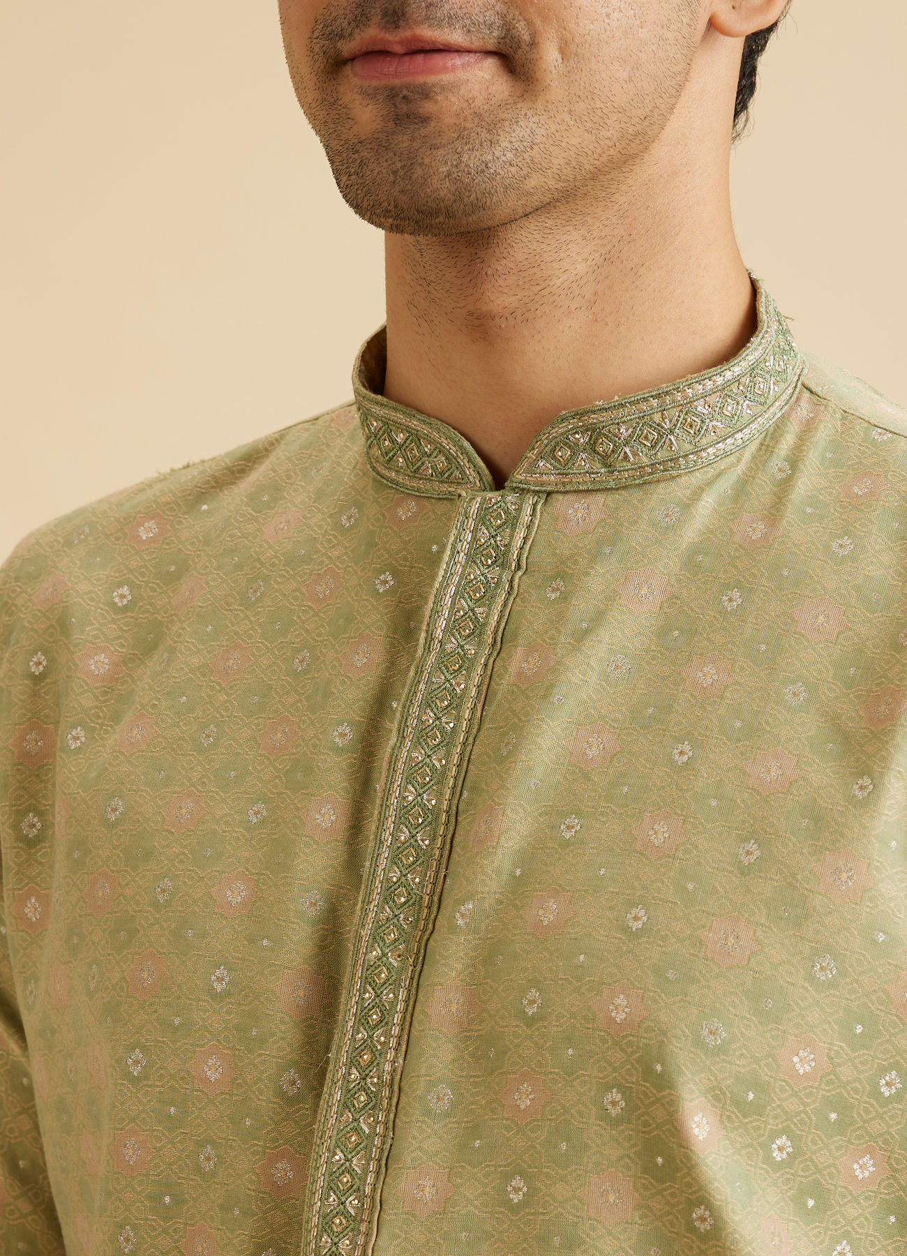 Manyavar Men Elegant Green Symphony Kurta Pajama
