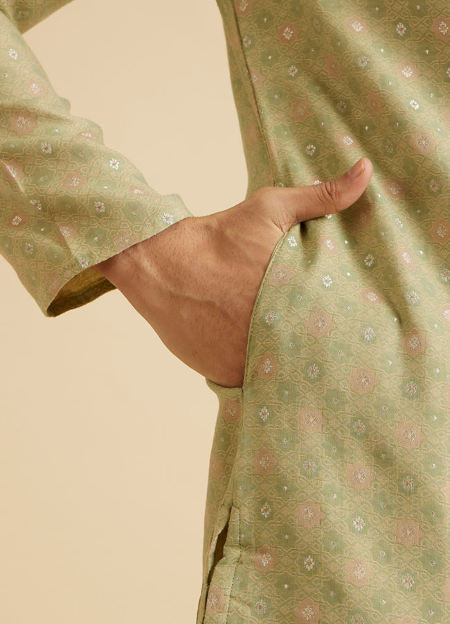 Manyavar Men Elegant Green Symphony Kurta Pajama