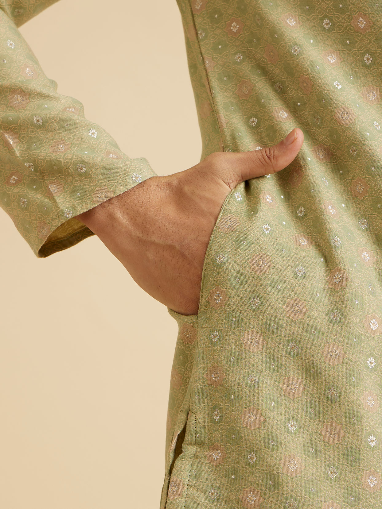 Manyavar Men Elegant Green Symphony Kurta Pajama
