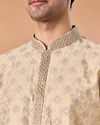 Manyavar Men Beige Brocade Kurta Pajama