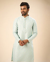 Manyavar Men Brocade Kurta Pajama in Light Blue