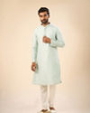 Manyavar Men Brocade Kurta Pajama in Light Blue