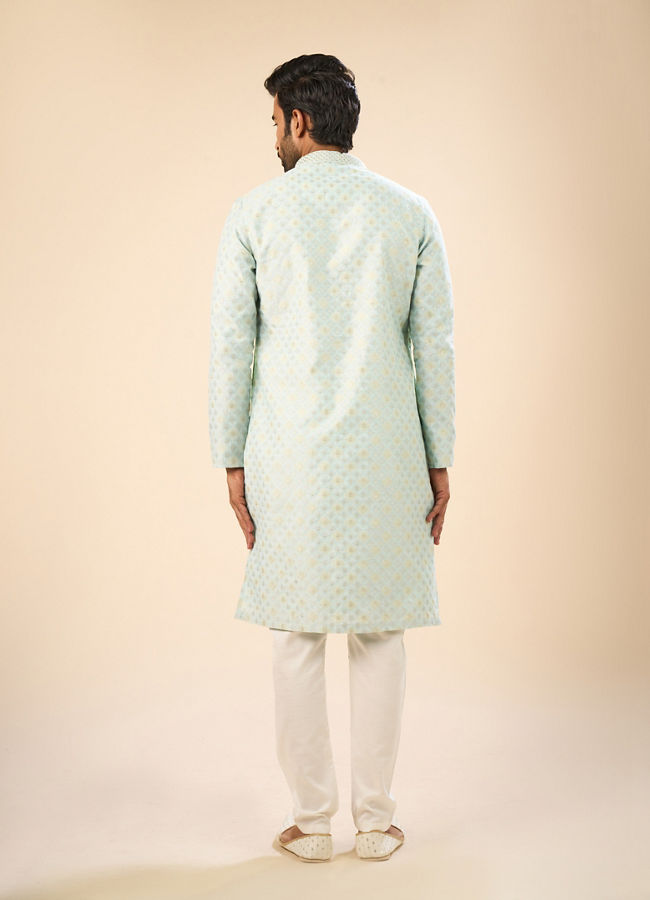 Manyavar Men Brocade Kurta Pajama in Light Blue
