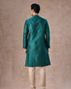 Manyavar Men Teal Green Brocade Kurta Pajama